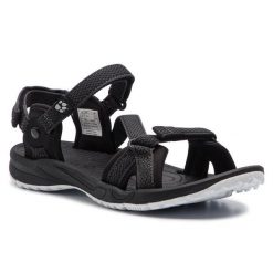 Sandały Jack Wolfskin. Czarne sandały Jack Wolfskin, bez wzorów, bez obcasa, na płaskiej podeszwie, bez zapięcia. Za 229.99 zł.