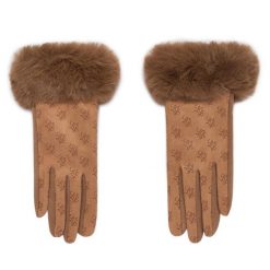 Rękawiczki Liu Jo. Brązowe rękawiczki Liu Jo, bez wzorów, z dzianiny. Za 239.99 zł.