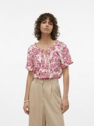 Vero Moda Bluzka "Imma" w kolorze różowo-kremowym rozmiar: M. Brązowe bluzki Vero Moda, m, bez wzorów, z wiskozy, bez kołnierzyka, bez ramiączek. Za 53.04 zł.