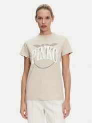 PINKO T-Shirt Start 101752 A2CT Beżowy Regular Fit. Brązowe t-shirty Pinko, xl, bez wzorów, z bawełny, bez kołnierzyka, bez ramiączek. Za 279.99 zł.