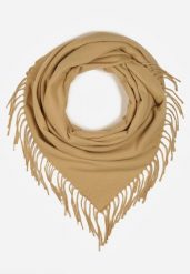 Beżowy Szalik w Kształcie Trójkąta z Frędzlami Vetifare. Brązowe szaliki Renee, bez wzorów, z jeansu. Za 49.99 zł.