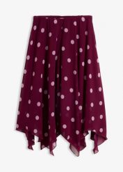 Spódnica midi z szyfonu z asymetrycznym dołem. Fioletowe spódnice bonprix, bez wzorów, z szyfonu, midi, asymetryczne. Za 149.99 zł.