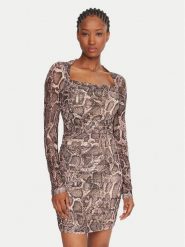 Guess Sukienka koktajlowa W5BK65 KCZC2 Beżowy Slim Fit. Brązowe sukienki Guess, xs, z aplikacjami, z syntetyku, wizytowe, bez kołnierzyka, bez ramiączek. Za 329.99 zł.
