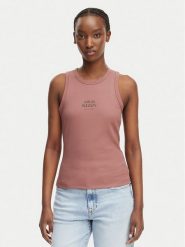 Calvin Klein Jeans Top LV047F239G Brązowy jasny Slim Fit. Brązowe topy Calvin Klein Jeans, xl, bez wzorów, z bawełny, bez kołnierzyka, bez ramiączek. Za 209.99 zł.