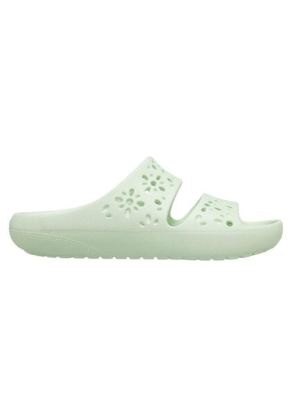Klapki Dla Dorosłych Crocs Classic Floral Cut Out Sandal. Zielone klapki Crocs, bez wzorów, z materiału, bez obcasa. Za 139.99 zł.