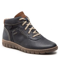 Botki Josef Seibel. Niebieskie botki Josef Seibel, bez wzorów, bez obcasa, na płaskiej podeszwie, bez zapięcia. Za 479.99 zł.