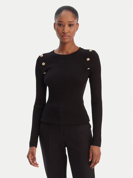 Guess Sweter W6RR58 Z2YK2 Czarny Regular Fit. Czarne swetry Guess, m, z aplikacjami, z wiskozy, bez ramiączek. Za 237.99 zł.