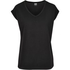 Koszulka damska Urban Classic round V-Neck extended. Czarne bluzki Urban Classics, bez wzorów, bez kołnierzyka, bez ramiączek. Za 102.00 zł.