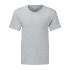 Koszulka Unisex Dla Dorosłych Iconic 150 Heather V Neck. Szare bluzki FRUIT OF THE LOOM, s, bez wzorów, sportowe, bez kołnierzyka, bez ramiączek. Za 40.99 zł.