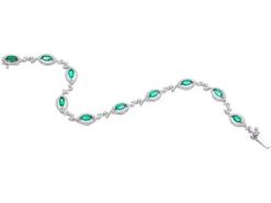 Bransoletka z białego złota z brylantami i szmaragdami - 19 cm - próba 585. Białe bransoletki Apart, z brylantem, złote. Za 24,490.00 zł.