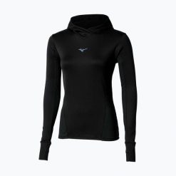 Bluza do biegania damska Mizuno Active Warm Hooded. Czarne bluzy Mizuno, s, bez wzorów, z elastanu, bez kaptura. Za 139.99 zł.