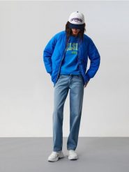 Jeansy straight low waist - niebieski. Niebieskie jeansy Sinsay, l, bez wzorów. Za 89.99 zł.