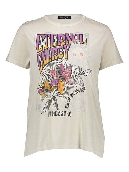 Sublevel Koszulka w kolorze kremowym rozmiar: L. Brązowe bluzki Sublevel, l, bez wzorów, z bawełny, bez kołnierzyka, bez ramiączek. Za 56.79 zł.