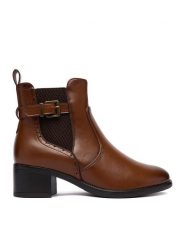Clara Barson Botki CEO-RE21E838-27 Brązowy. Brązowe botki Clara Barson, bez wzorów, z materiału, bez obcasa, na słupku, bez zapięcia. Za 159.99 zł.