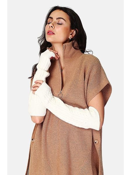 ASSUILI Ocieplacze w kolorze kremowym na ręce rozmiar: onesize. Brązowe rękawiczki Assuili, bez wzorów, ze splotem, klasyczne. Za 56.99 zł.