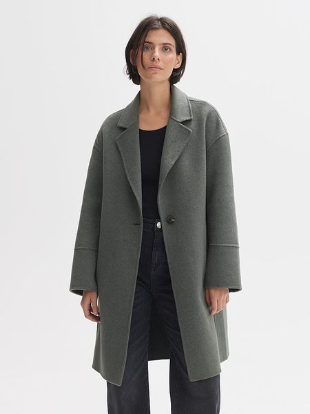 OPUS Płaszcz przejściowy w kolorze ciemnozielonym rozmiar: 40. Zielone płaszcze Opus, bez wzorów, z wełny, bez kaptura. Za 349.73 zł.