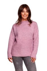 Milutki Sweter z Zabudowanym Dekoltem - Pudrowy. Czerwone swetry MOE, l, bez wzorów, z materiału, bez ramiączek. Za 306.94 zł.