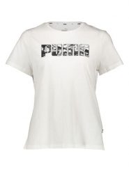 Puma Koszulka w kolorze białym rozmiar: L. Białe bluzki Puma, l, bez wzorów, z bawełny, bez kołnierzyka, bez ramiączek. Za 52.55 zł.