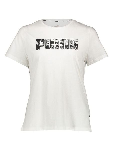 Puma Koszulka w kolorze białym rozmiar: L. Białe bluzki Puma, l, bez wzorów, z bawełny, bez kołnierzyka, bez ramiączek. Za 52.79 zł.