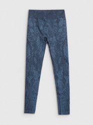 4F Legginsy treningowe bezszwowe damskie - turkusowe M/L. Niebieskie legginsy 4f, l, bez wzorów, z dzianiny, z podwyższonym stanem, do biegania. Za 149.99 zł.