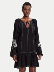 Desigual Sukienka codzienna Silvianegro 25WWVW19 Czarny Loose Fit. Czarne sukienki Desigual, na co dzień, s, bez wzorów, z wiskozy, bez kołnierzyka, bez ramiączek, proste. Za 539.99 zł.