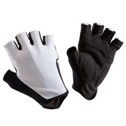 Rękawiczki rowerowe szosowe Van Rysel 500. Czarne rękawiczki VAN RYSEL, bez wzorów, z materiału, sportowe. Za 44.99 zł.
