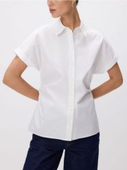 Taliowana koszula z bawełną - beżowy. Brązowe koszule Reserved, l, bez wzorów, z bawełny, bez kołnierzyka, bez ramiączek. Za 89.99 zł.