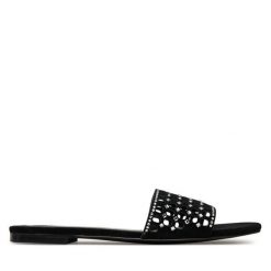 Klapki Eva Minge. Czarne klapki Eva Minge, bez wzorów, bez obcasa. Za 349.99 zł.