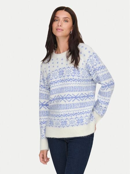 ONLY Sweter Xmas Nordic 15354824 Błękitny Regular Fit. Niebieskie swetry Only, m, bez wzorów, z syntetyku, bez ramiączek. Za 89.99 zł.