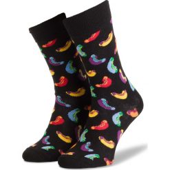 Skarpety Wysokie Unisex HAPPY SOCKS - HOT01-9000 Czarny Kolorowy. Czarne skarpety Happy Socks, bez wzorów, z bawełny. Za 39.90 zł.