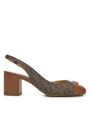 Michael Kors Sandały Perla Flex Toe Cap Pump 40R5PLMP1B Brązowy. Brązowe sandały Michael Kors, bez wzorów, ze skóry, bez obcasa, na słupku, bez zapięcia. Za 639.99 zł.