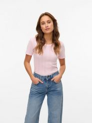 Vero Moda Koszulka w kolorze jasnoróżowym rozmiar: L. Różowe bluzki Vero Moda, l, bez wzorów, z bawełny, bez kołnierzyka, bez ramiączek. Za 61.95 zł.