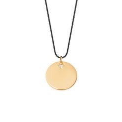 Naszyjnik z pozłacanym medalikiem na grubym czarnym sznurku premium. Czarne naszyjniki Lilou, pozłacane. Za 168.00 zł.