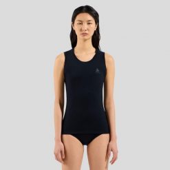 Koszulka bez rękawów damska ODLO Merino 160 BL Top Crew Neck Singlet. Czarne koszule nocne Odlo, bez wzorów, wakacyjne, bez ramiączek. Za 279.99 zł.