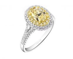 Pierścionek z białego i żółtego złota z diamentami - VS2/Fancy Light Yellow - 1,57 ct - próba 750. Białe pierścionki Apart, z diamentem, złote. Za 63,990.00 zł.