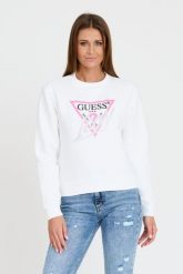 GUESS Biała damska bluza Cn Icon, Rozmiar L. Białe bluzy sportowe Guess, l, z aplikacjami, bez kaptura. W wyprzedaży za 289.99 zł.