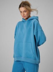 4F Bluza dresowa loose z kapturem damska - niebieska M. Niebieskie bluzy 4f, m, bez wzorów, z dresówki, z kapturem. Za 199.99 zł.