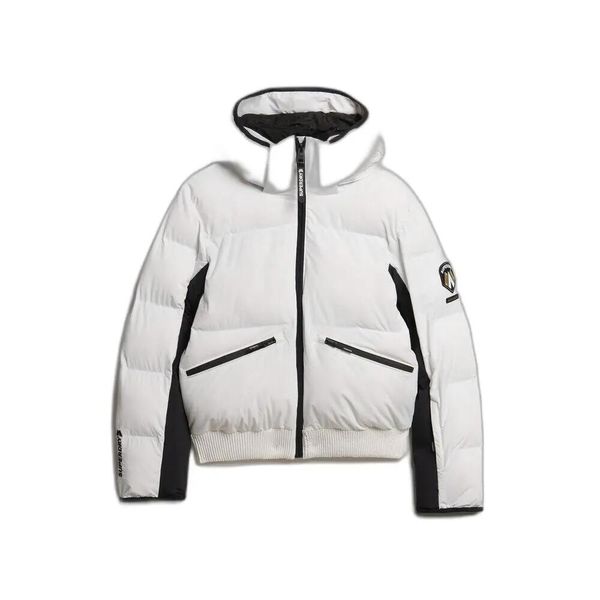 Damska kurtka z kapturem Superdry. Białe kurtki narciarskie Superdry, m, bez wzorów, z puchu, z kapturem, narciarskie. Za 1,115.60 zł.