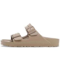 Kapcie Birkenstock Arizona Eva Damskie. Szare obuwie domowe Birkenstock, bez wzorów, z materiału, bez zapięcia. Za 457.00 zł.