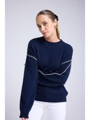 Maison Héritage Cashmere Kaszmirowy sweter w kolorze granatowym rozmiar: L/XL. Niebieskie swetry Maison Héritage Cashmere, l, bez wzorów, z kaszmiru, bez ramiączek. Za 606.95 zł.