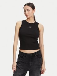 Calvin Klein Jeans Top LV047C201G Czarny Slim Fit. Czarne topy Calvin Klein Jeans, xxl, bez wzorów, z bawełny, bez kołnierzyka, bez ramiączek. Za 129.99 zł.