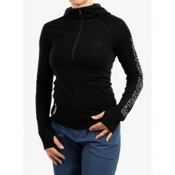 Bluza termoaktywna damska Mons Royale Bella Tech Hood. Czarne bluzy Mons Royale, s, bez wzorów, bez kaptura. Za 350.99 zł.