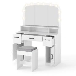 Toaletka z taboretem do makijażu i lustrem hollywood. Zestawy Costway. Za 679.00 zł.