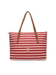 Beverly Hills Polo Club Torebka BHPC-C-014-07 Czerwony. Czerwone shopper Beverly Hills Polo Club, bez wzorów, z materiału, bez dodatków. Za 229.99 zł.