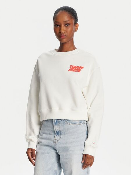 Tommy Jeans Bluza DW0DW21345 Biały Relaxed Fit. Białe bluzy Tommy Jeans, m, bez wzorów, z bawełny, bez kaptura. Za 229.99 zł.