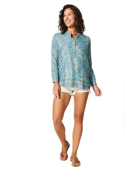 Aller Simplement Bluzka w kolorze niebiesko-żółtym rozmiar: 38/40. Niebieskie bluzki Aller Simplement, bez wzorów, klasyczne, bez kołnierzyka, bez ramiączek. Za 70.08 zł.