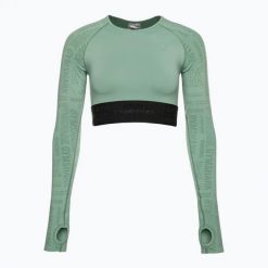 Top treningowy longsleeve damski Gymshark Vision Crop Top. Zielone topy Gymshark, xl, bez wzorów, bez kołnierzyka, bez ramiączek. Za 129.99 zł.