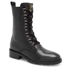 Botki Eva Minge. Czarne botki Eva Minge, bez wzorów, bez obcasa, na płaskiej podeszwie, bez zapięcia. Za 479.00 zł.