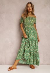 Zielona Sukienka z Wiskozy Tariya. Zielone sukienki Renee, m, z aplikacjami, z wiskozy, boho, bez kołnierzyka, bez ramiączek, maxi. Za 49.99 zł.