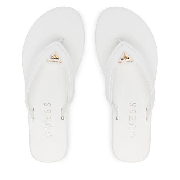 Japonki Guess. Białe klapki Guess, z aplikacjami, bez obcasa. Za 145.99 zł.